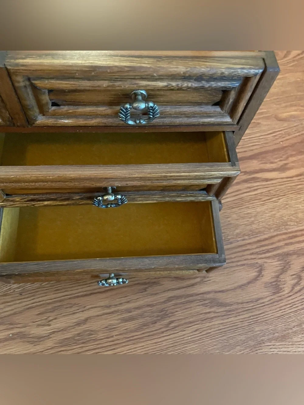 Vintage Wooden Dresser Style Jewelry Box Lift Top Japan 14x6x9